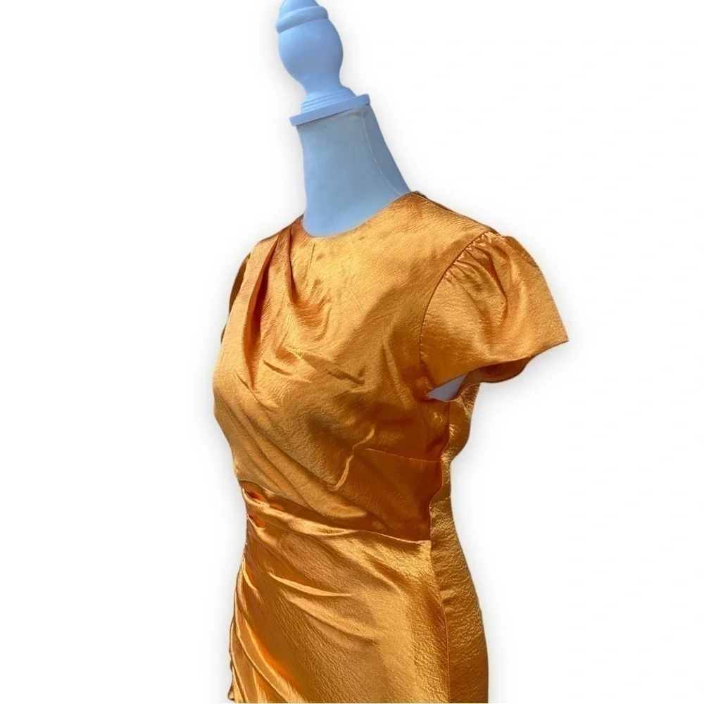 𝅺cinq a Sept Natalia Short Sleeve Satin Mini Dress in Citrine Orange | Size 0